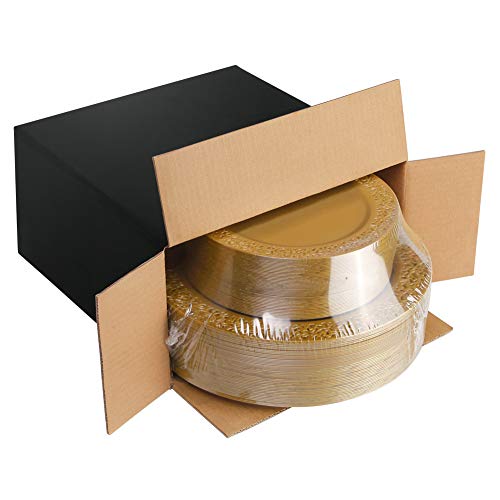 102 PCS Brown Gold Plastic Plates (102 Pieces / Solid Gold)