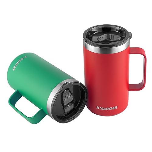 2 Pack 20 oz Insulated Coffee Mugs (B2.Red+Emerald / 20 ounces (2 pack))