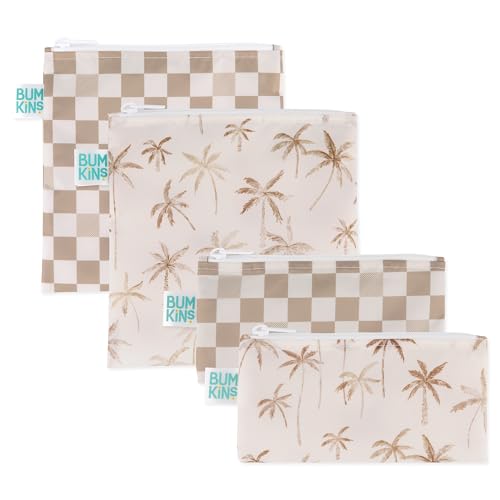 Cloth Snack & Sandwich Bags (Beige Check & Palm Trees)