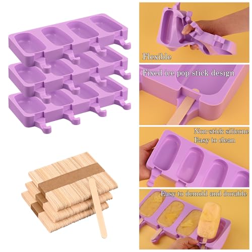 Large Oval Silicone Popsicle Molds (3 Pcs Large - Purple)
