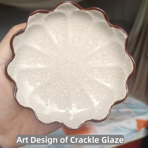 Ceramic Spoon Rest for Stove Top (Cracks Deco, Cream White)