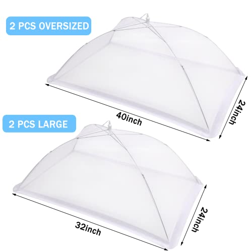 Extra Large Mesh Food Cover 4 Pcs Pop up Net (40"x24" 32"x24")