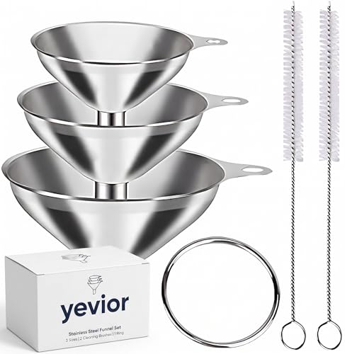 Small Funnels for Filling Bottles Stainless Steel Kitchen Funnels (3 Count)