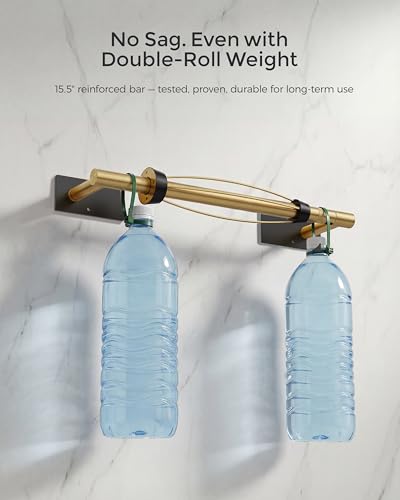 Paper Towel Holder Under Cabinet with Damping No Drill (Black&gold / One Hand Tear Holder)