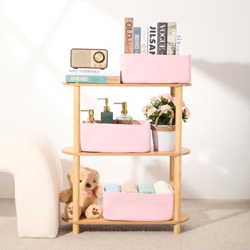 Small Storage Baskets for Organizing (3pcs-L13xW8.5xH5.1" / Pink)