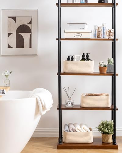 Small Woven Storage Basket for Organizing (Beige / 12"L x 8"W x 4.5"H)