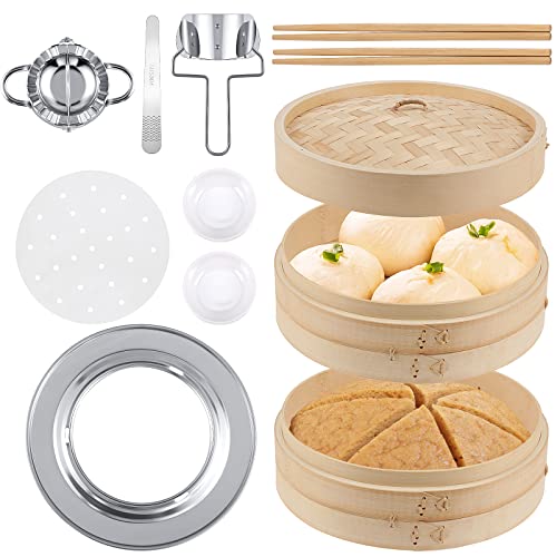 59 Pcs 2 Tier Bamboo Steamer Basket Set (12 Inch)