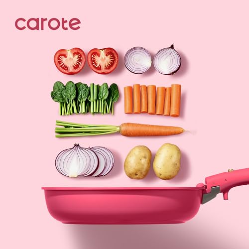 15pcs Pots and Pans Set Non Stick (Dark Pink)