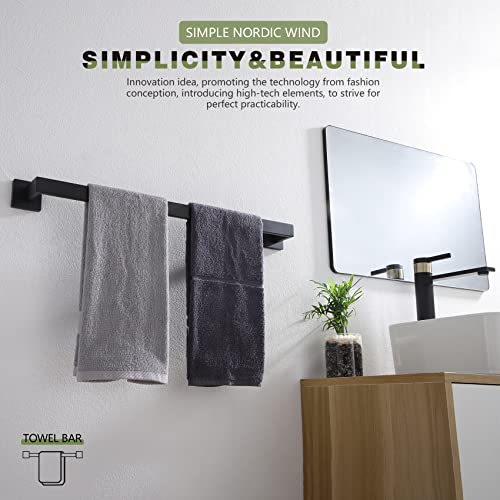 24 Inch Single Towel Bar (Matte Black / 24-Inch (2 Pack))