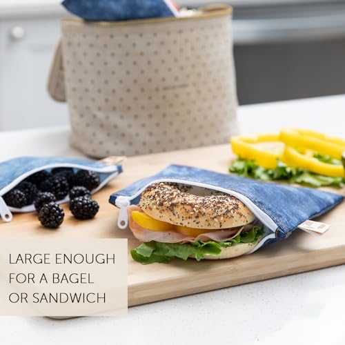 Roamio Reusable Sandwich and Snack Bags (Faux Denim)