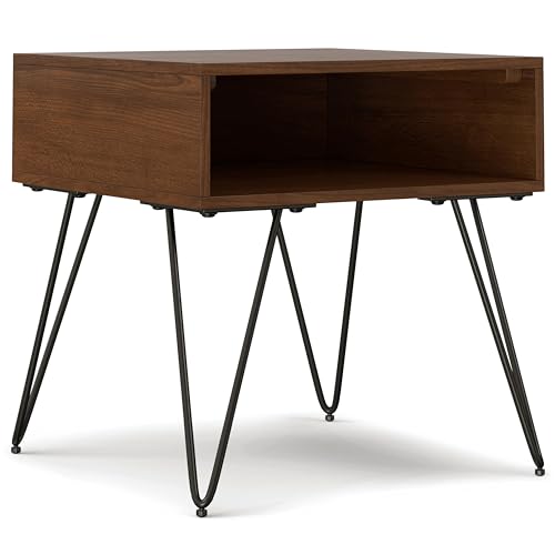 Hunter 22" Wide Metal Rectangular End Table in Walnut (End Table / 22 inch / Walnut Veneer)