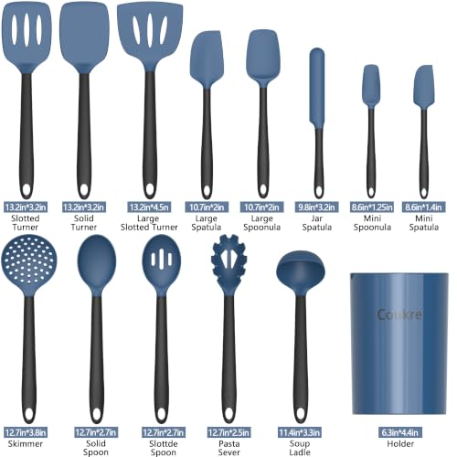 Silicone Kitchen Cooking Utensils Set (DarkBlue)