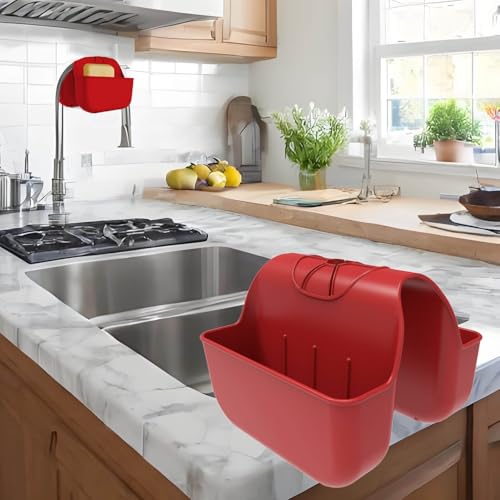 Sponge Holder for Kitchen Sink (Red)