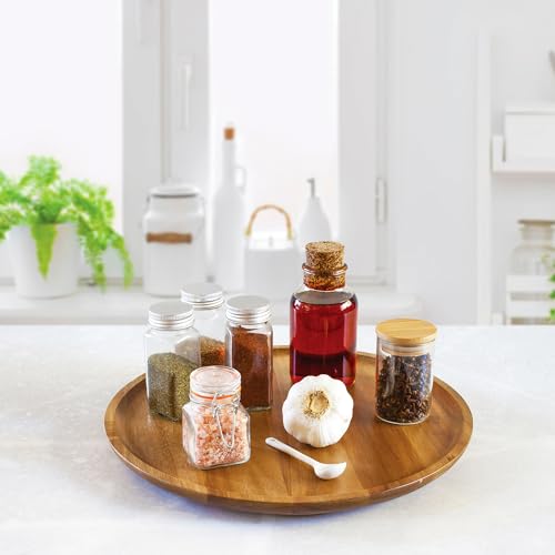 Acacia Wood Lazy Susan Organizer Kitchen Turntable for Cabinet (13.75" Lazy Susan)