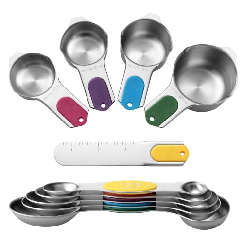 9 Magnetic Measuring Cups & Spoons Set w (Multicolor)