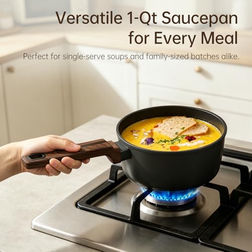 1 QT Nonstick Saucepan with Lid (1 Quarts)
