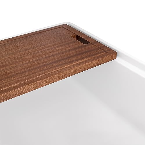 33 in White Fireclay Farmhouse Workstation Sink (33 Inch - Workstation - Single Bowl)