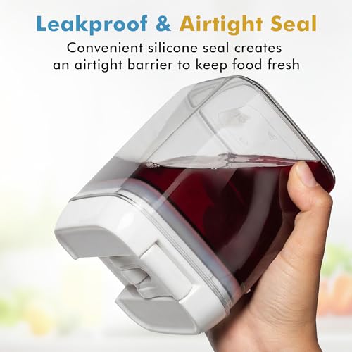 6PC (0.5L, 2.1 Cup, 17oz) Airtight Spice Storage Containers, 6 Spoons (White - 6 Pc / 6 Pc - 0.5 Liter)