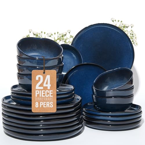 Stoneware Dinnerware Sets for 8 (Starry Blue / Set (24pcs))