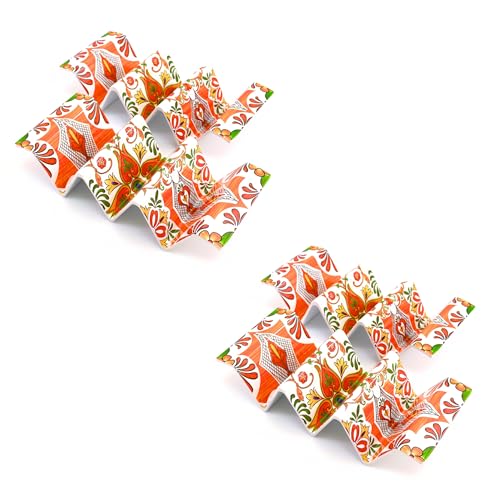 Melamine Taco Holder Stands (Set of 4 / Fuego Orange)