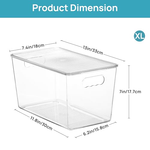 6 Pack Clear Stackable Storage Bins with Lids and Handles (6 Count)