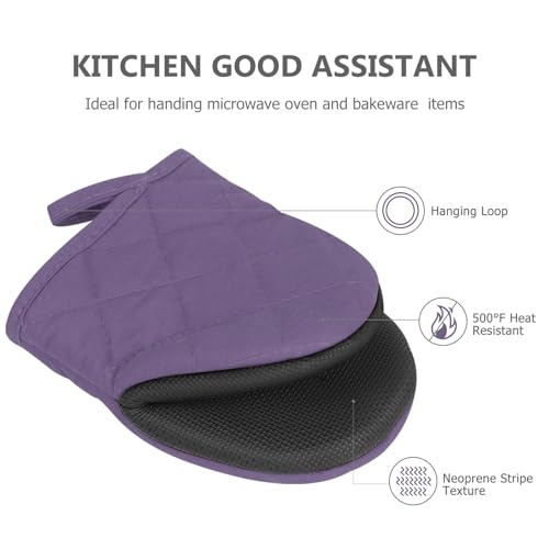 1 Pair Short Oven Mitts (Purple)
