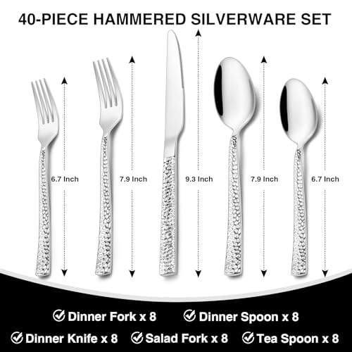 Hammered Silverware Set (Square Hammered)