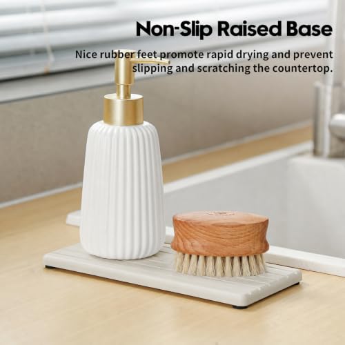Diatomaceous Earth Sink Organizer Tray Set (3 Pack - Beige - 1pc of 8"x 3.8" and 2pcs of 3.8"x 3.8")