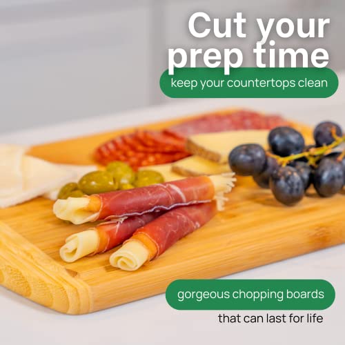 12 Inch Small Bamboo Cutting Board with Lifetime Replacements (Two-Tone / 12"L x 9"W)