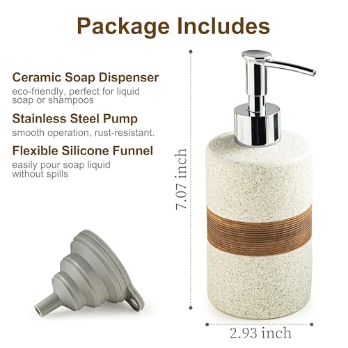 Ceramic Hand Soap Dispenser for Kitchen and Bathroom (White and White / 1xSoap Dispenser)