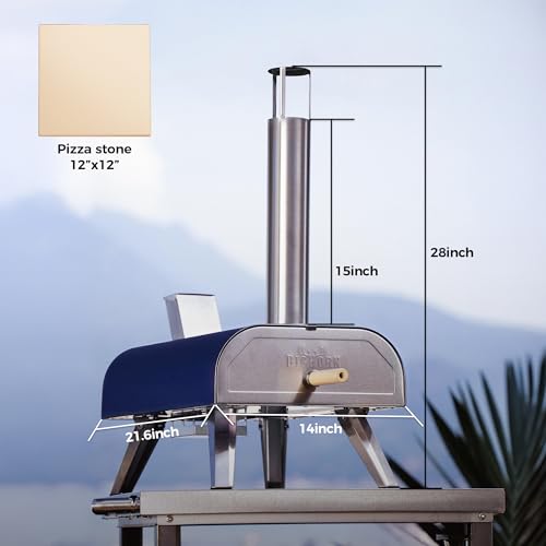 12" Multi Fuel Outdoor Pizza Oven Reach up to 1110℉ (Blue)