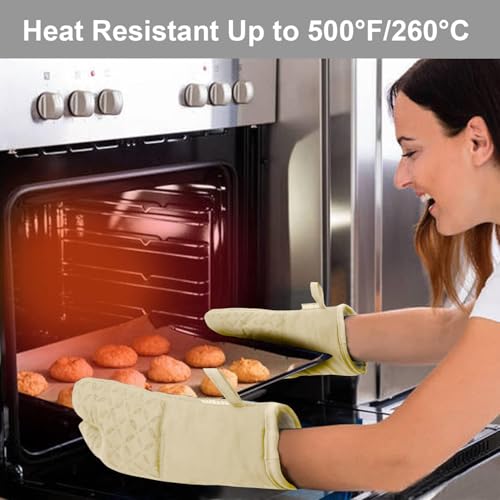 Oven Mitts and Pot Holders 6pcs Set (Beige)
