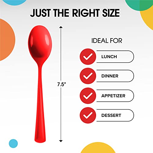 Party Solids Heavy Duty Red Plastic Disposable Cutlery