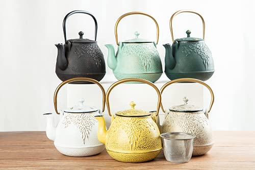 Tea Kettle TOPTIER Japanese Cast Iron Tea Pot for Stove Top (1 Quarts / Black)