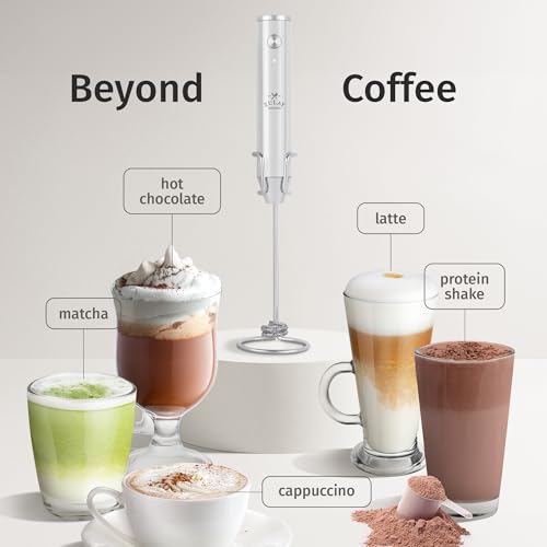 Rechargeable Milk Frother Handheld (Lux White / Rechargeable Z1 Motor Max)