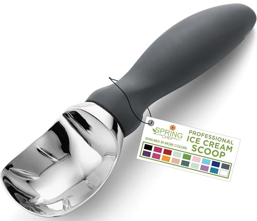 Heavy Duty Metal Ice Cream Scoop with Soft Grip Handle