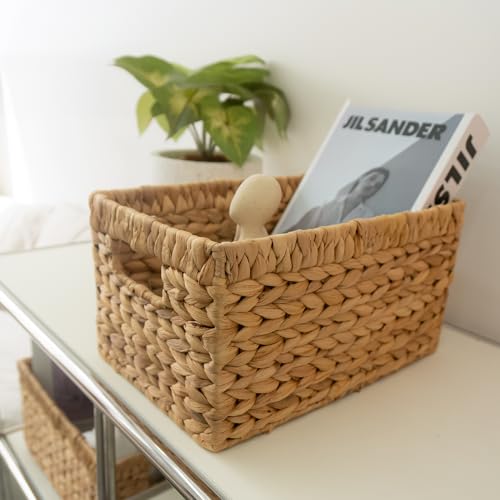 KOKODO Wicker Storage Basket Set of 2 (Natural / Medium Set 2 12.5"Lx7.5"W)