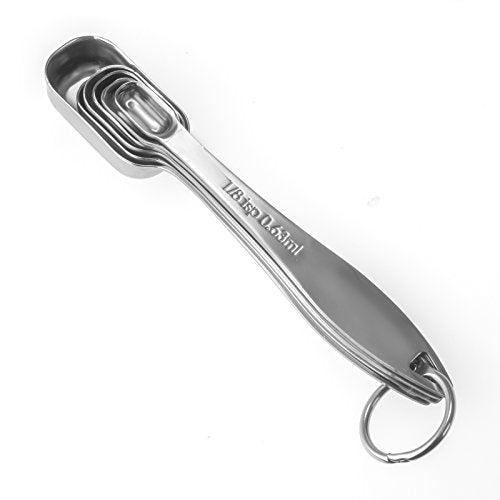 6-Piece 18/8 Stainless Steel Measuring Spoons Set, Silver