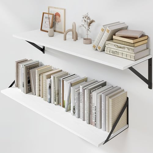 White Deep Floating Shelves for Wall