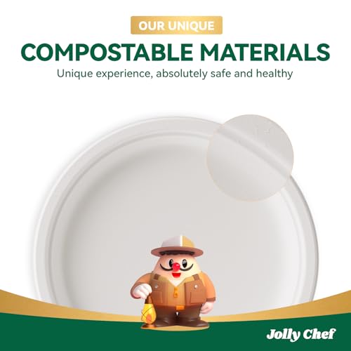 Compostable Heavy Duty Plates 9 Inch [300 Pack] Eco (9in-300pack / White)