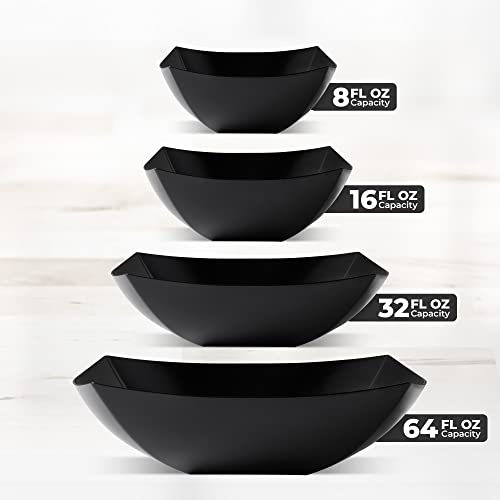 4 Pack Disposable Black Plastic Serving Bowls Square Party Candy Use 8oz (8 OUNCE / Black)