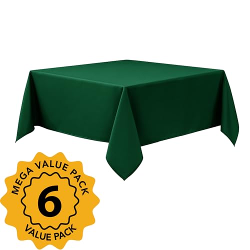 6 Pack Hunter Green Tablecloths for Square Tables (Hunter Green / 70x70 In, 6 Pack)