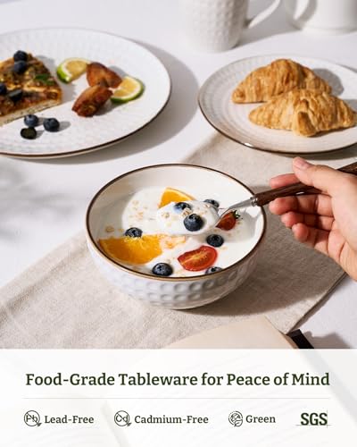 Eden Ceramic Plates and Bowls Sets (White Circle / Service for 8)