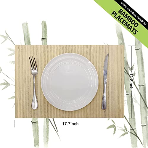 Set of 4 Pcs Bamboo Placemats Sushi Rolling Mat Japanese Style Natural Anti (Natural Color / Set of 4)