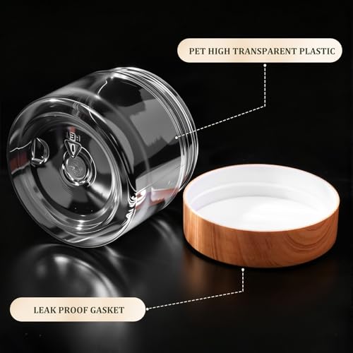 6 Pack 2 oz Plastic Jars Containers with Lids Wide (Faux Wood / 2 oz)