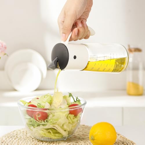Olive Oil Dispenser Bottle Auto Flip 10 oz (White)