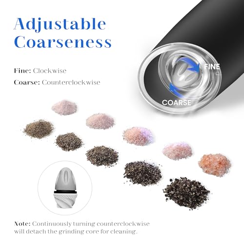 Rechargeable Salt Pepper Grinder Set (Black+Black-Set)
