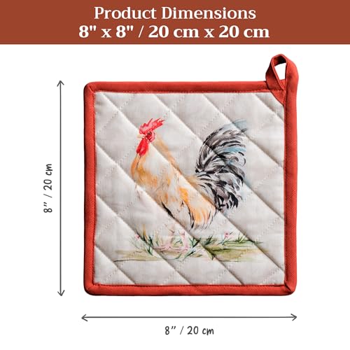 Pot Holders 100% Cotton Potholders (009 - Campagne / 8" x 8" (Pot Holder Pack of 1))