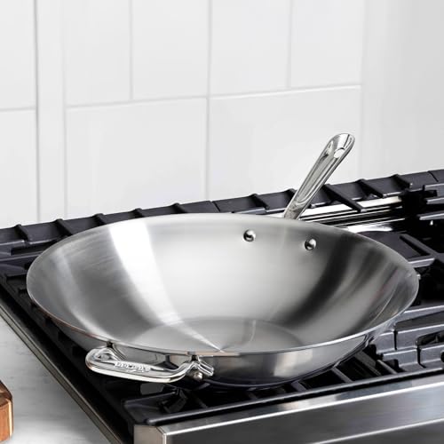D3 Stainless Steel 14" Wok Pan with Lid (14 inch)