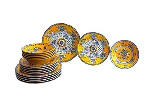 18 Piece Luxury Melamine Dinnerware Set (Benidorm)